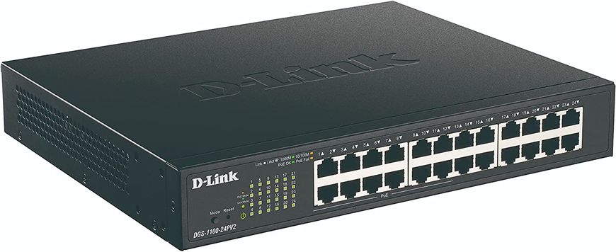 D-Link Коммутатор DGS-1100-24PV2/E 24xGE (1-12 PoE) EasySmart