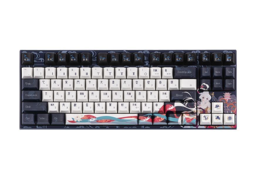 Varmilo Клавіатура механічна VPE87 Chang'e 87Key, Cherry Mx Red, BT/WL/USB-A, EN, White Led, Синій