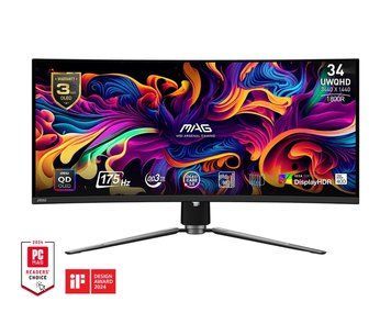 Монітор MSI 34" MAG 341CQP 2xHDMI, DP, USB-C, 2xUSB, QD-OLED, 3440x1440, 21:9, 175Hz, 0.03ms, sRGB 139%, CURVED, FreeSync, HAS, HDR400 9S6-3DD04T-031 фото
