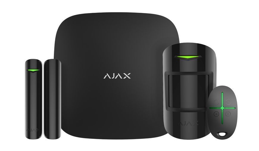 Ajax Комплект охоронної сигналізації StarterKit 2, hub2, motionprotect, doorprotect, spacecontrol, jeweller, бездротовий, чорний