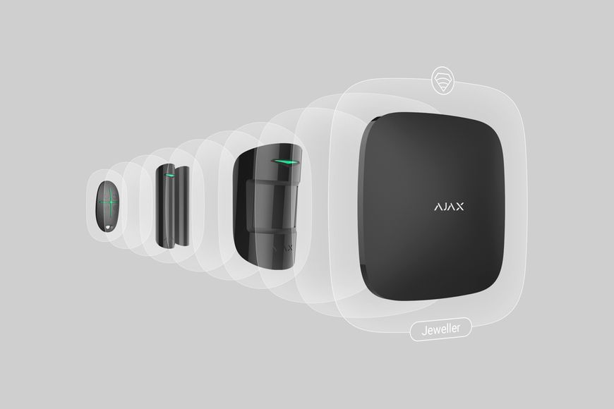 Ajax Комплект охоронної сигналізації StarterKit 2, hub2, motionprotect, doorprotect, spacecontrol, jeweller, бездротовий, чорний