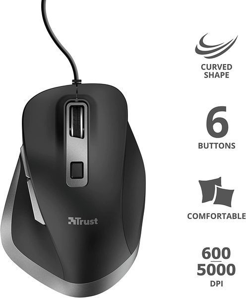 Миша Trust Fyda ComFortable ECO, USB-A, чорно-сірий 24728_TRUST фото