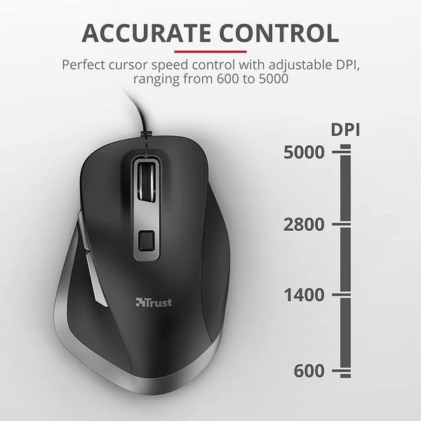 Миша Trust Fyda ComFortable ECO, USB-A, чорно-сірий 24728_TRUST фото