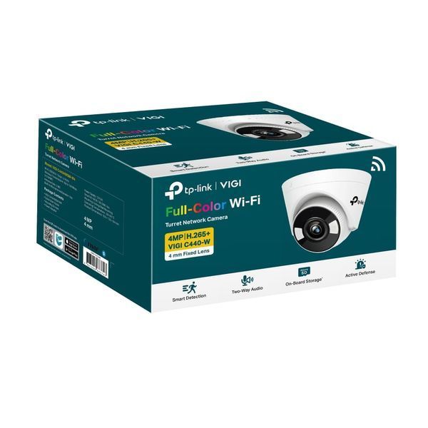 TP-Link IP-Камера VIGI C440-W-4, PoE, 4Мп, 4 мм, Wi-Fi, H265+, IP66, Turret, кольорове нічне бачення, внутрішня