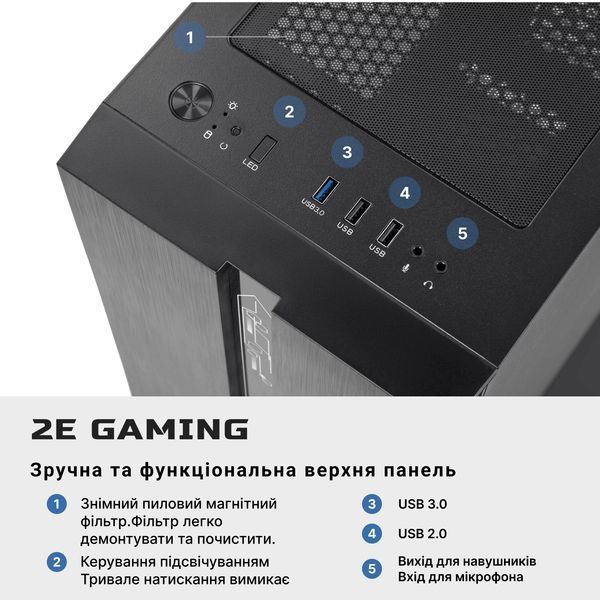 Комп&rsquo;ютер персональний 2E Complex Gaming Intel i5-12400F, 8Gb, F500GB, NVD1030-2, H610, G2107, 500W, FreeDos 2E-8639 фото