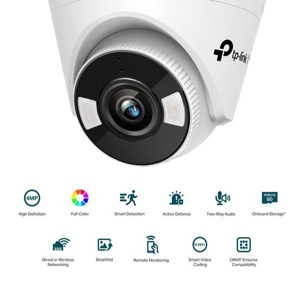 TP-Link IP-Камера VIGI C440-W-4, PoE, 4Мп, 4 мм, Wi-Fi, H265+, IP66, Turret, кольорове нічне бачення, внутрішня