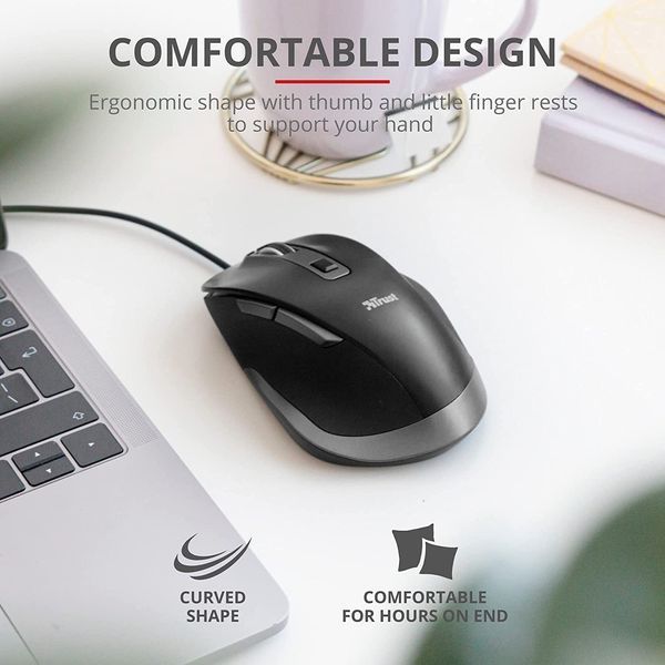 Миша Trust Fyda ComFortable ECO, USB-A, чорно-сірий 24728_TRUST фото