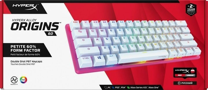 HyperX Клавіатура Alloy Origin 60 Red USB RGB ENG/RU, Pink