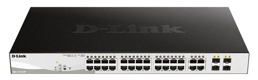 D-Link Комутатор DGS-1210-28P 24xGE PoE, 4xGE/SFP, 193Вт, WebSmart