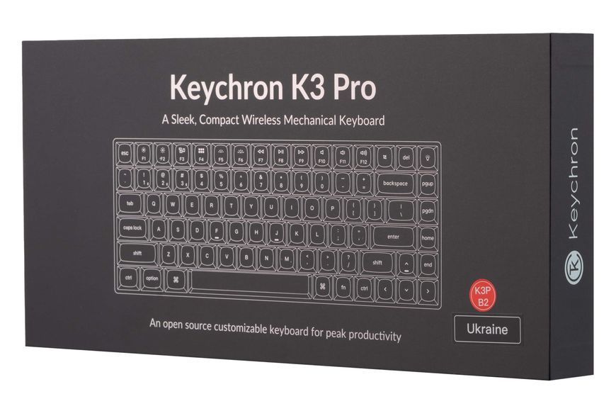 Keychron Клавиатура механическая K3 PRO 84Key, Gateron Blue, BT/USB-A, Hot-swap, Low Profile, QMK, EN/UKR, RGB, Черный