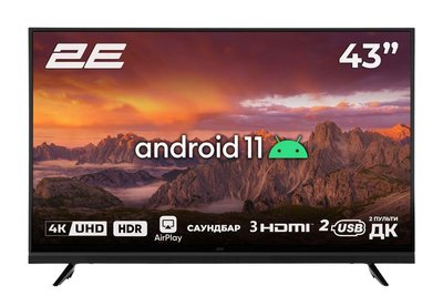 Телевизор 43" 2E LED 4K 50Hz Smart Android Black soundbar