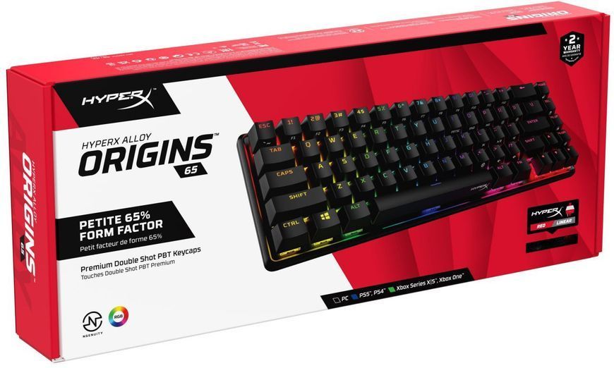 HyperX Клавіатура Alloy Origins 65 Red USB RGB ENG/RU, Black