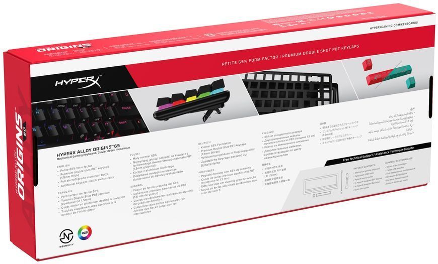 HyperX Клавіатура Alloy Origins 65 Red USB RGB ENG/RU, Black