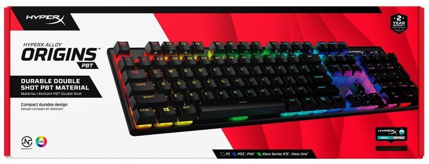 HyperX Клавіатура Alloy Origins Aqua USB RGB PBT ENG/RU, Black