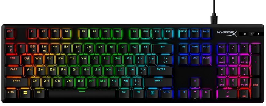 HyperX Клавіатура Alloy Origins Aqua USB RGB PBT ENG/RU, Black