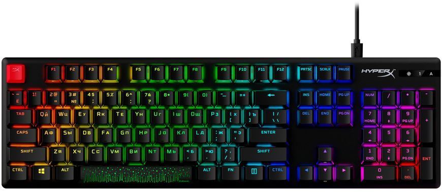 HyperX Клавіатура Alloy Origins Aqua USB RGB PBT ENG/RU, Black