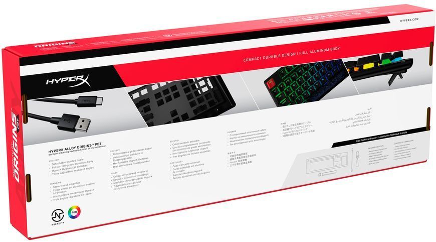 HyperX Клавіатура Alloy Origins Aqua USB RGB PBT ENG/RU, Black