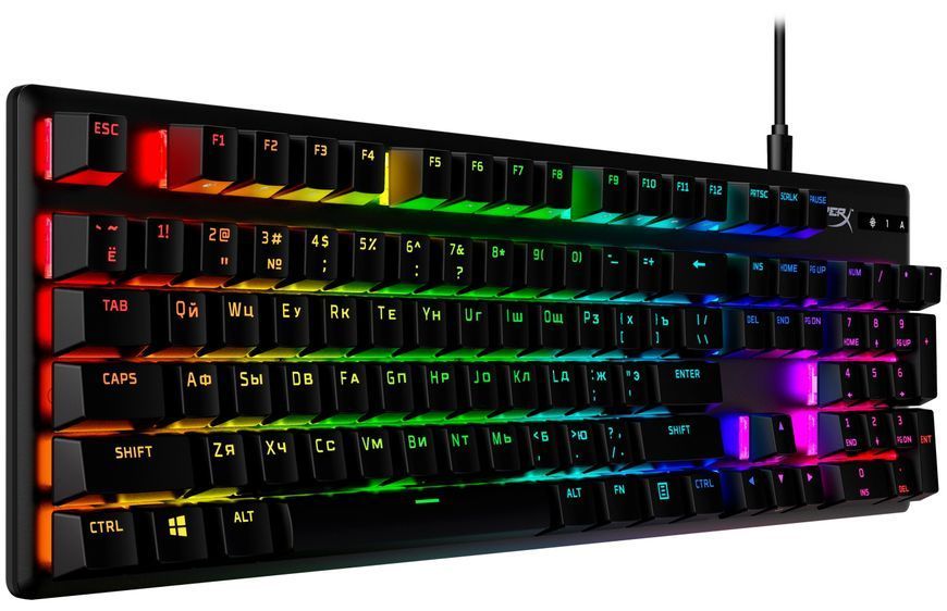 HyperX Клавіатура Alloy Origins Aqua USB RGB PBT ENG/RU, Black