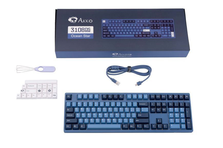 Akko Клавіатура механічна 3108DS Ocean Star 108Key, CS Blue V2, USB-A, EN/UKR, No Led, Блакитний