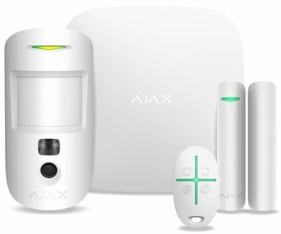 Ajax Комплект охоронної сигналізації StarterKit Cam, hub 2, motioncam, doorprotect, spacecontrol, jeweller, бездротовий, білий