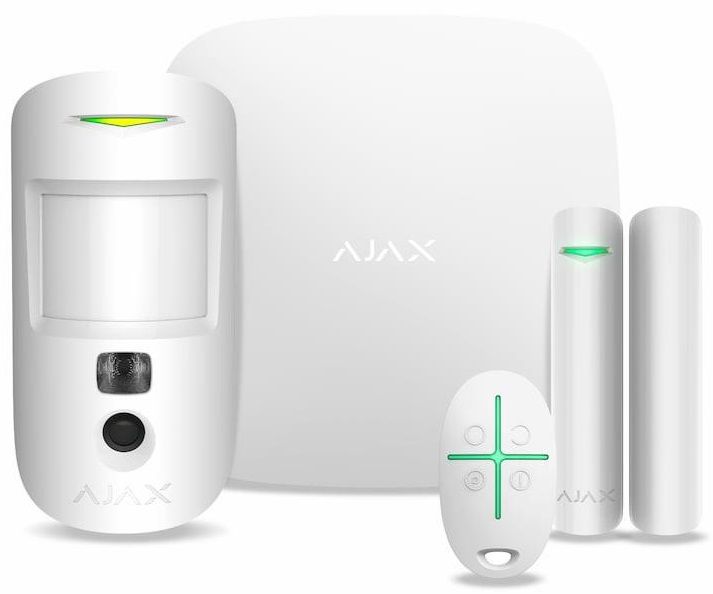 Ajax Комплект охранной сигнализации StarterKit Cam, hub 2, motioncam, doorprotect, spacecontrol, jeweller, беспроводной, белый