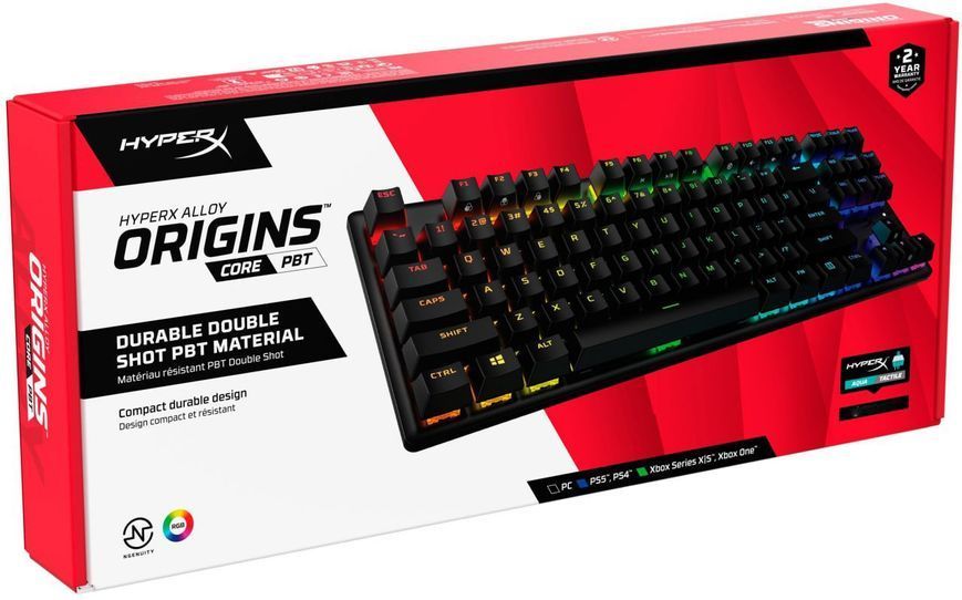 HyperX Клавіатура Alloy Origins Core PBT Aqua USB RGB ENG/RU Black