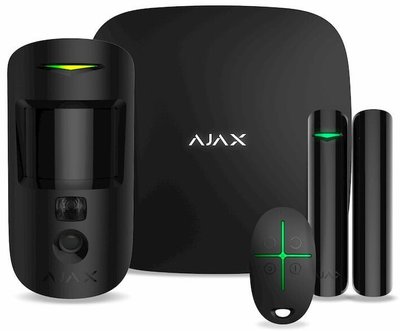 Ajax Комплект охоронної сигналізації StarterKit Cam, hub 2, motioncam, doorprotect, spacecontrol, jeweller, бездротовий, чорний