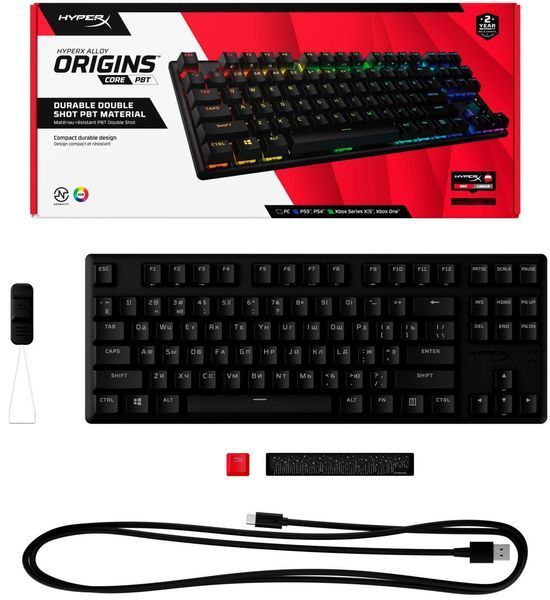 HyperX Клавіатура Alloy Origins Core PBT Red USB RGB ENG/RU Black