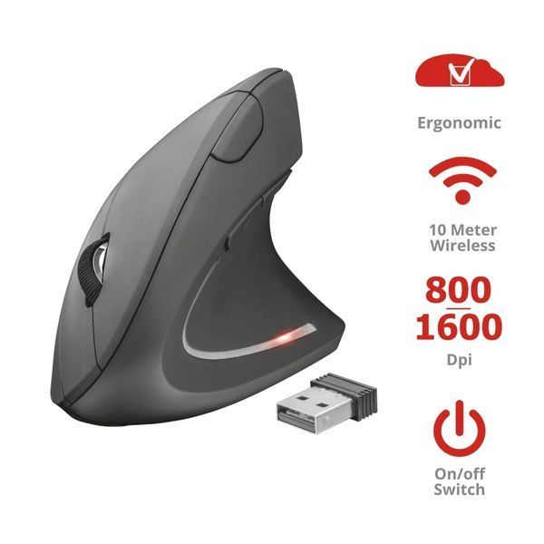 Trust Мышь Verto Ergonomic WL BLACk