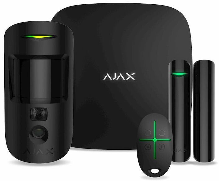 Ajax Комплект охранной сигнализации StarterKit Cam, hub 2, motioncam, doorprotect, spacecontrol, jeweller, беспроводной, черный, беспроводной