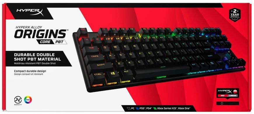 HyperX Клавіатура Alloy Origins Core PBT Red USB RGB ENG/RU Black