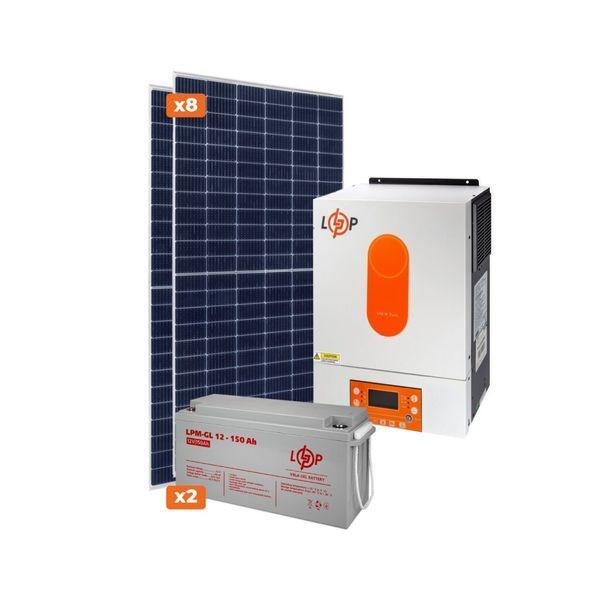 Оборудование для солнечной электростанции (СЭС) Стандарт 4 kW АКБ 3,6kWh Gel 150 Ah