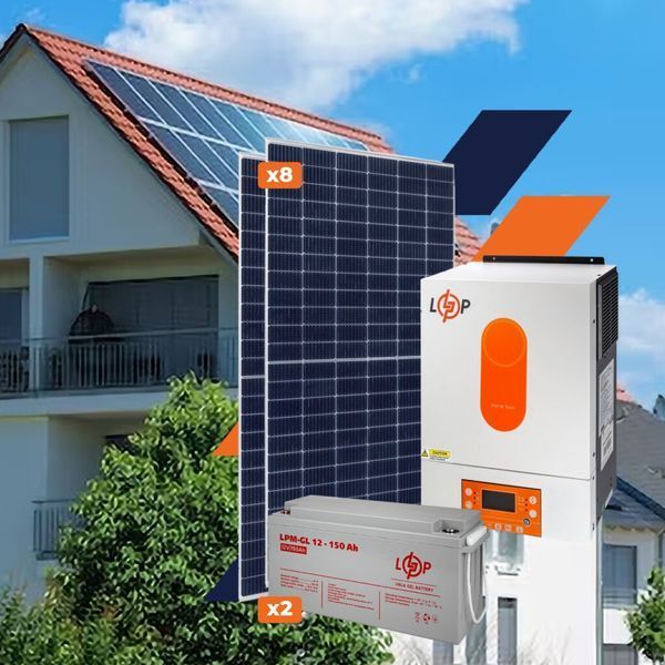 Оборудование для солнечной электростанции (СЭС) Стандарт 4 kW АКБ 3,6kWh Gel 150 Ah