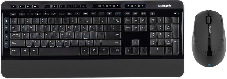 Microsoft Комплект Desktop 3050 127key, WL, EN/UKR/RU, Чёрный PP3-00018 фото