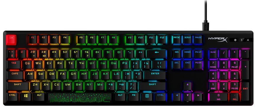 HyperX Клавіатура Alloy Origins Red USB RGB PBT ENG/RU, Black