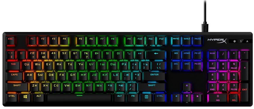 HyperX Клавіатура Alloy Origins Red USB RGB PBT ENG/RU, Black