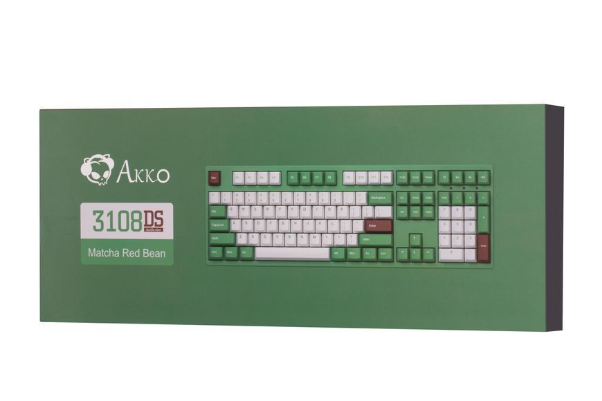 Akko Клавіатура механічна 3108 DS Matcha Red Bean 108Key, CS Orange V2, USB-A, EN/UKR, No Led, Зелений