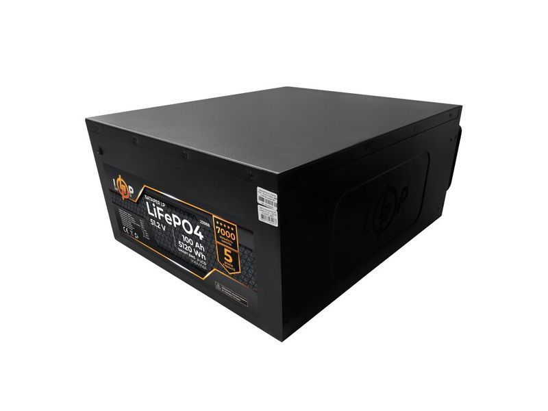 Акумулятор LP LiFePO4 51,2V - 100 Ah (5120Wh) (Smart BMS 200A/100А) з LCD метал Smart RM