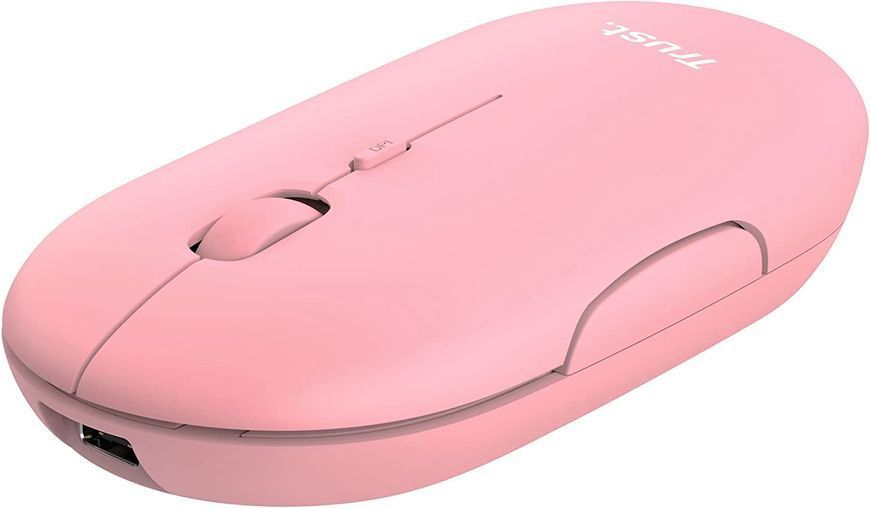 Trust Миша Puck Rechargeable Ultra-Thin BT WL Silent Pink