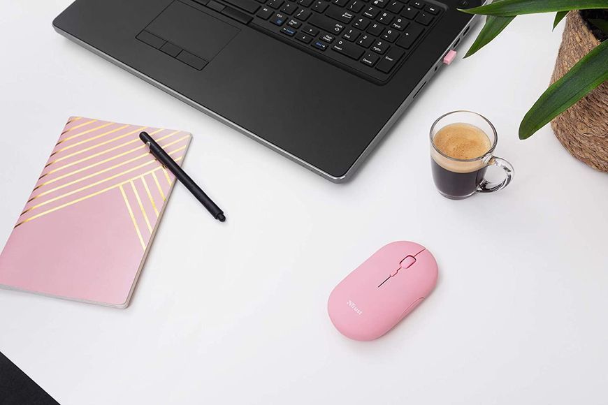 Trust Миша Puck Rechargeable Ultra-Thin BT WL Silent Pink