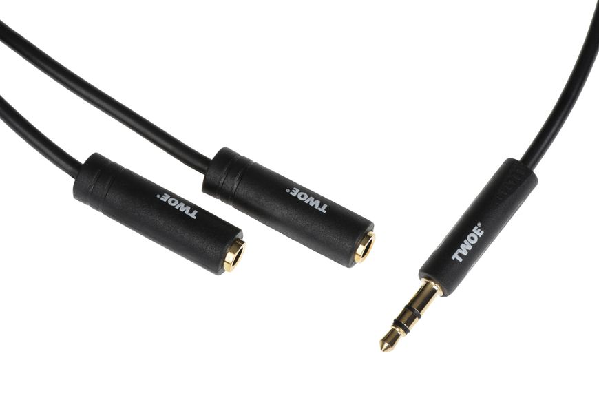 2E Розгалуджувач для навушників Адаптер 3.5 мм jack(M) x 2(F), чорний, 0.15м