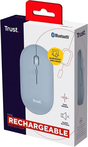Trust Миша Puck Rechargeable Ultra-Thin BT WL Silent Blue
