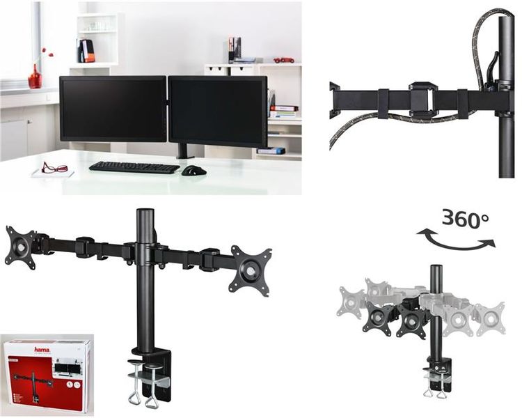 Настольный кронштейн HAMA Arm 2 25-66 cm (10"-26") 2 scr black