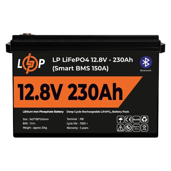 Акумулятор LP LiFePO4 12V (12,8V) - 230 Ah (2944Wh) (Smart BMS 150А) з BT пластик для ДБЖ