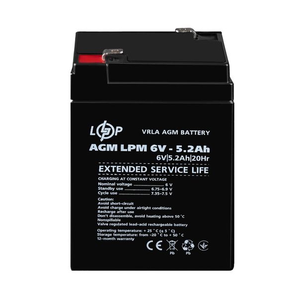 Акумулятор AGM LPM 6V - 5.2 Ah