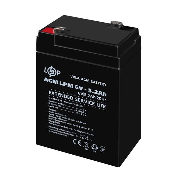 Аккумулятор AGM LPM 6V - 5.2 Ah