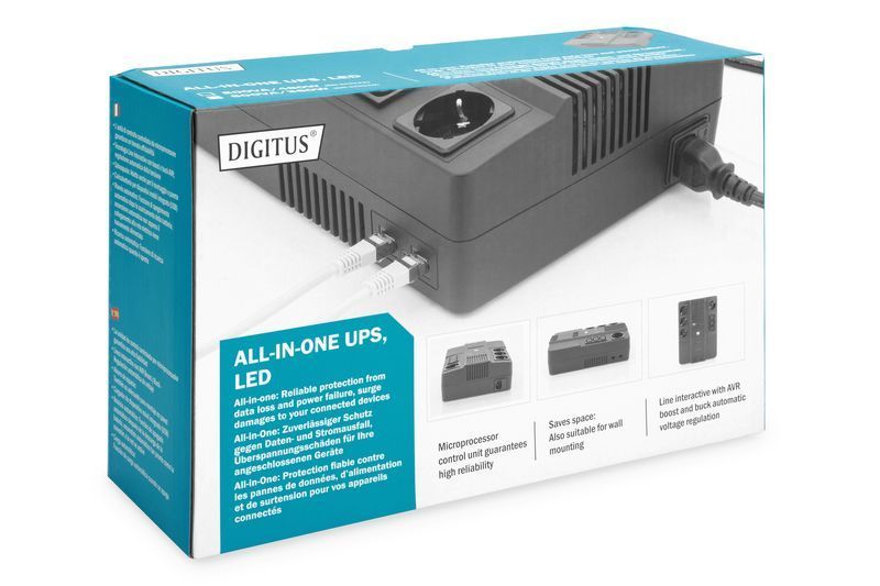 Digitus ИБП All-in-One, 600VA/360W, LED, 4xSchuko/3xC13, RJ45, USB DN-170110 фото