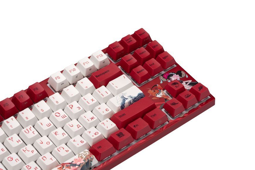 Varmilo Клавіатура механічна VEM87 Koi 87Key, EC V2 Rose, USB-A, EN/UKR, White Led, Червоний