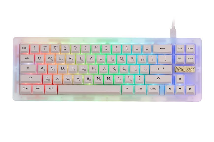 Akko Клавіатура механічна ACR Pro 68 68Key, CS Crystal, USB-A, Hot-swappable, EN/UKR, RGB, Білий