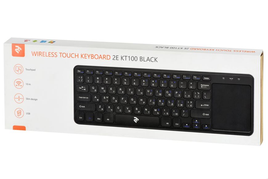 2E Клавіатура ножнична KT100 78key, WL, EN/UK/RU, чорний